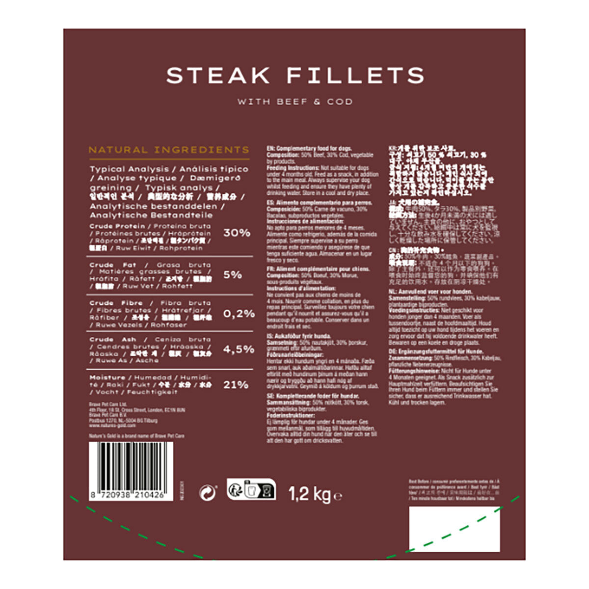 Natures Gold Steak Fillets With Beef & Cod:1.2kg