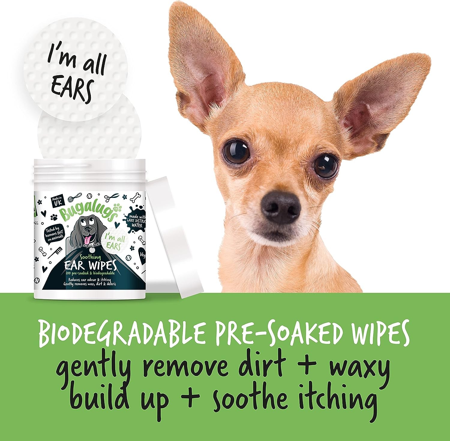 Bugalugs Ear Wipes: 100 Wipes