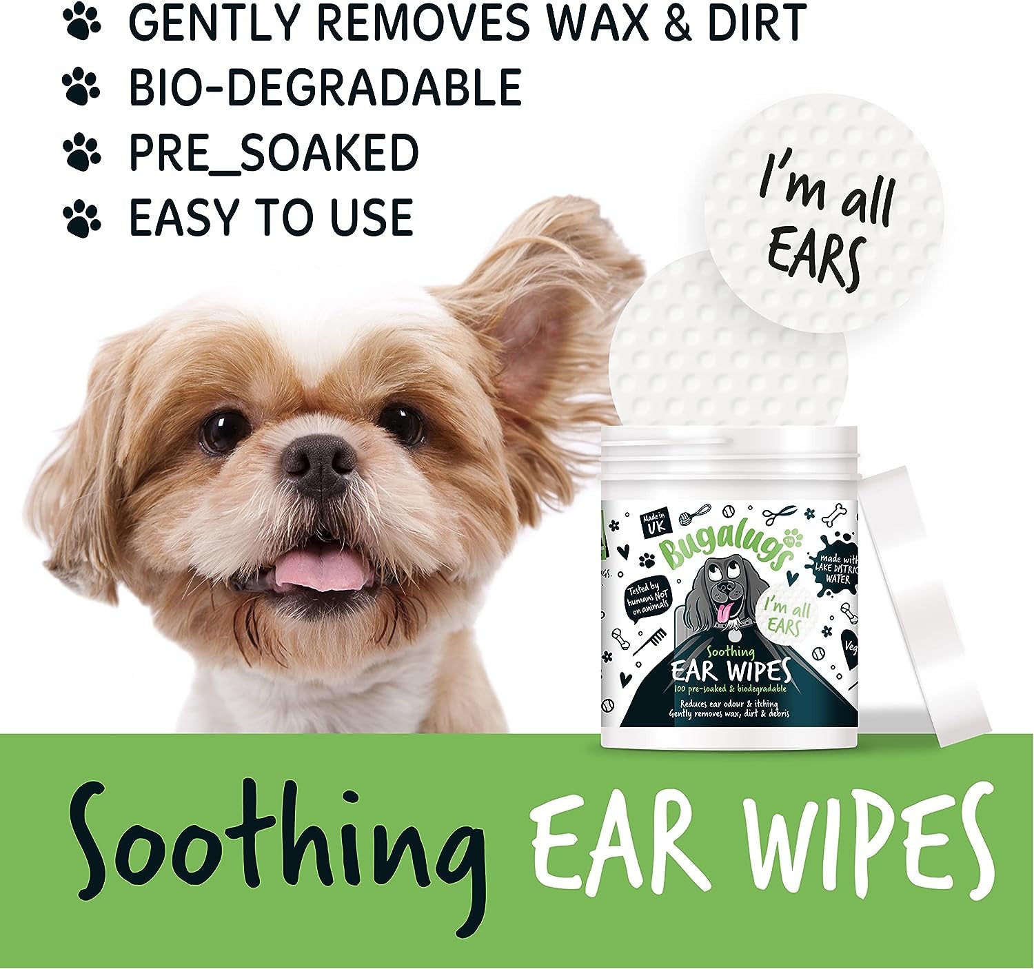 Bugalugs Ear Wipes: 100 Wipes