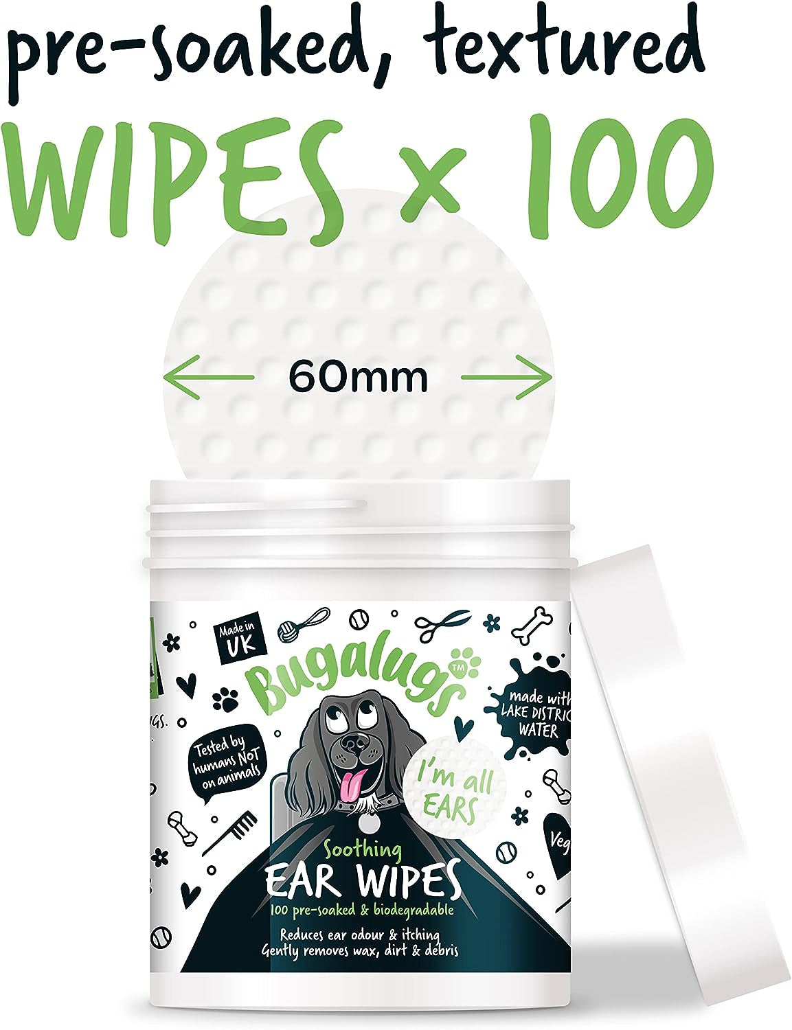 Bugalugs Ear Wipes: 100 Wipes