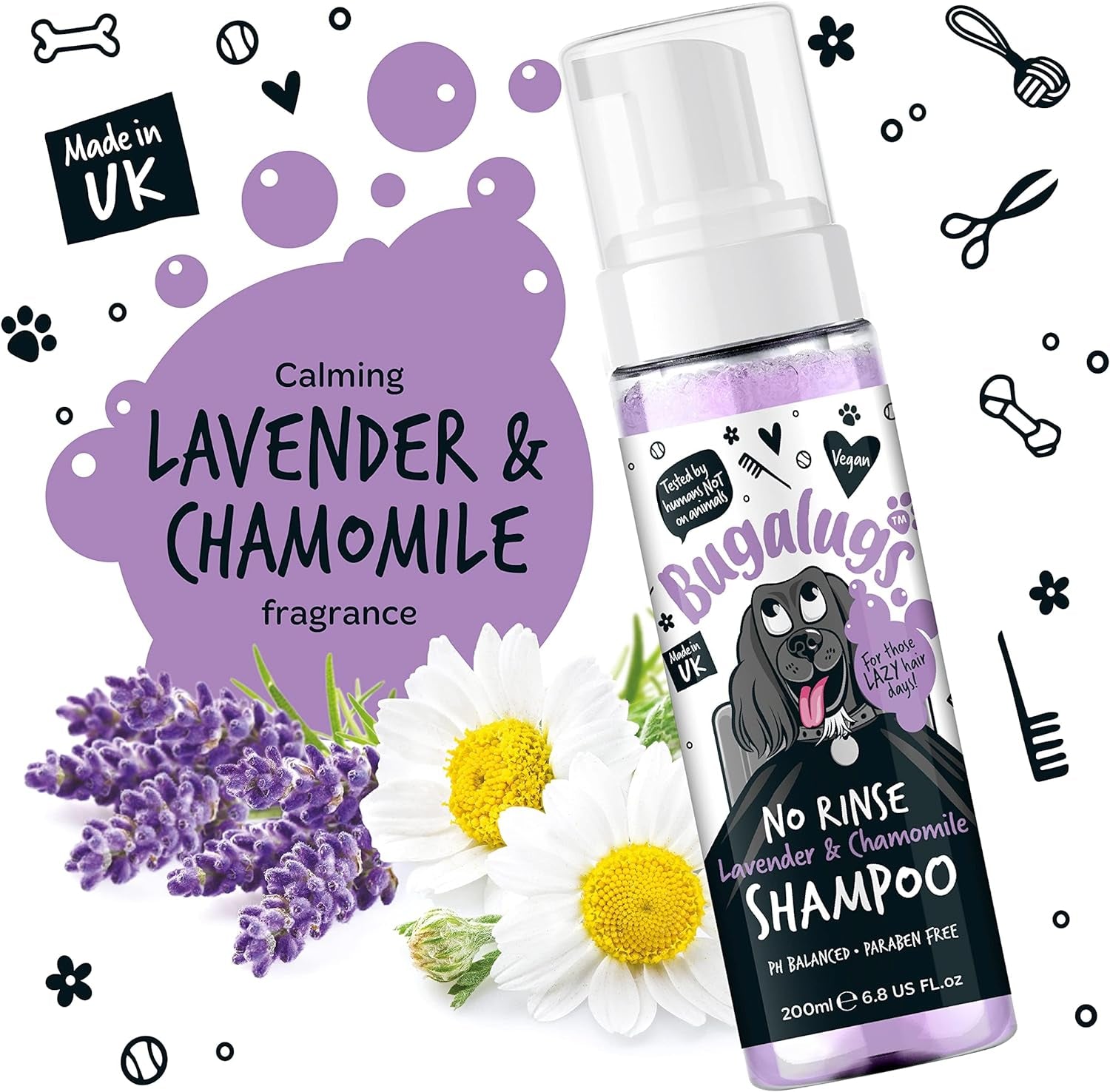 Bugalugs Lavender & Chamomile No-Rinse Shampoo: 200ml 