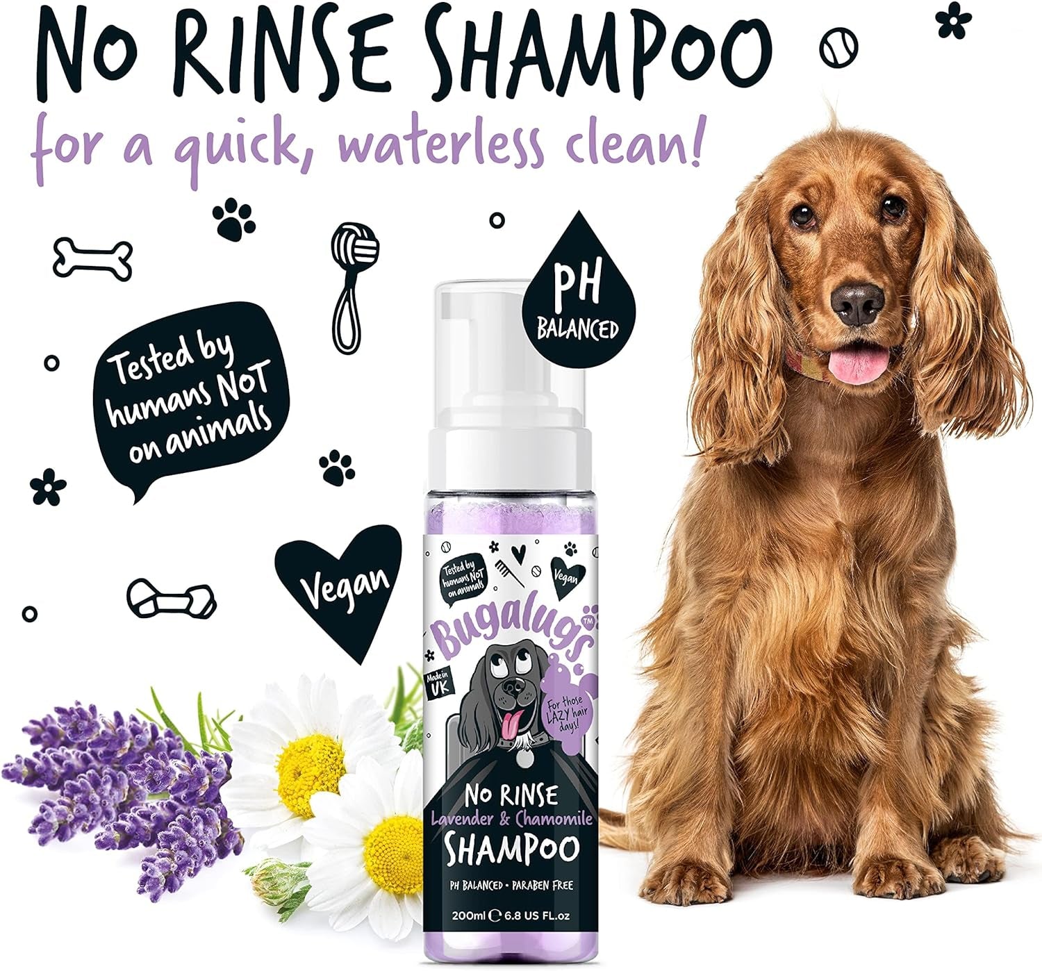 Bugalugs Lavender & Chamomile No-Rinse Shampoo: 200ml 