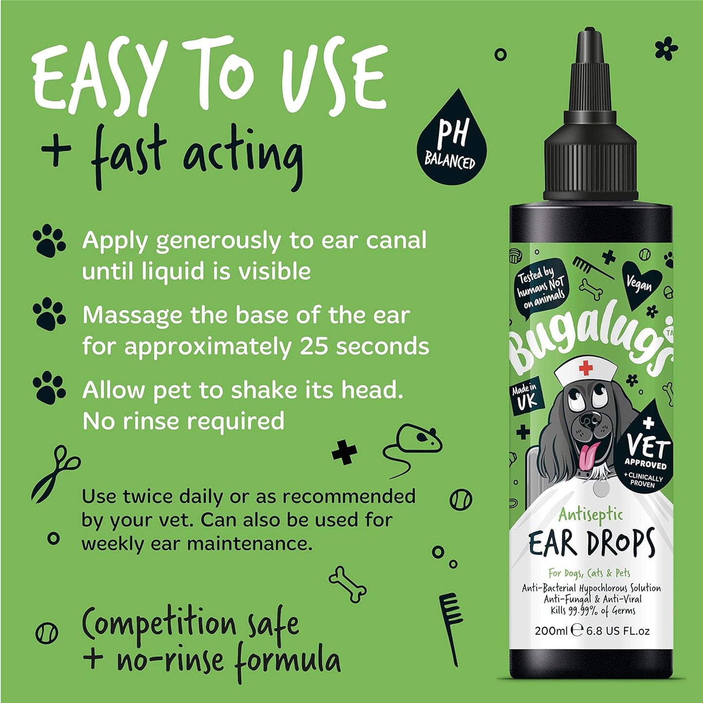 Bugalugs Antiseptic Ear Drops: 200ml