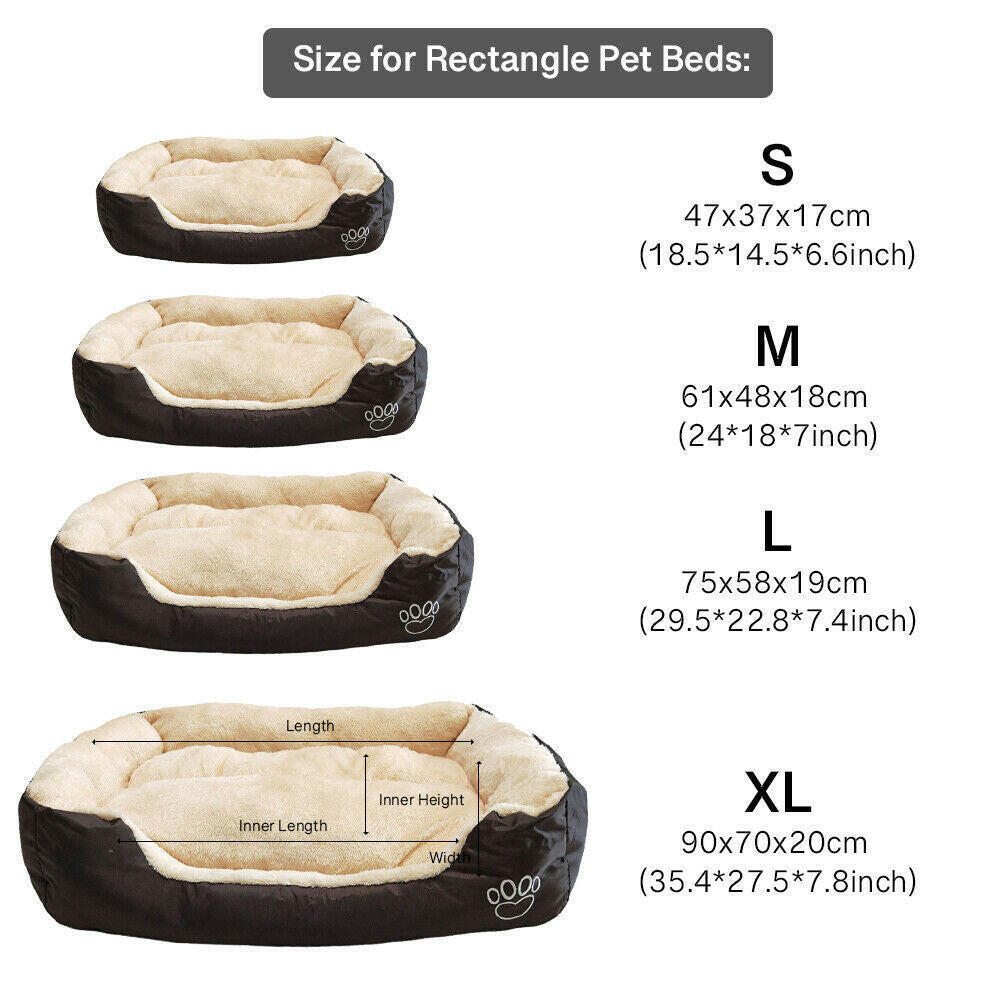 Washable Pet Bed with Soft Comfortable Cushion in Various Sizes (S, M, L, XL)