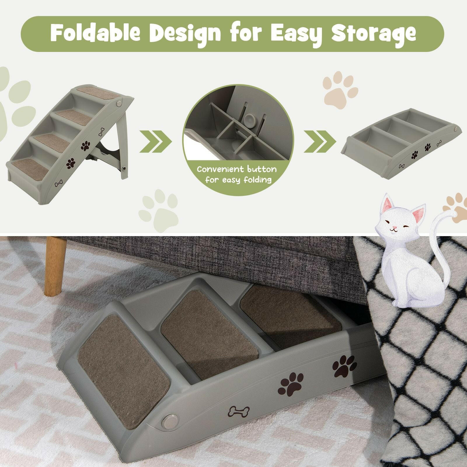 Dog Stairs with Secure 4-Step Design and Non-Slip Surface for Safe and Easy Access