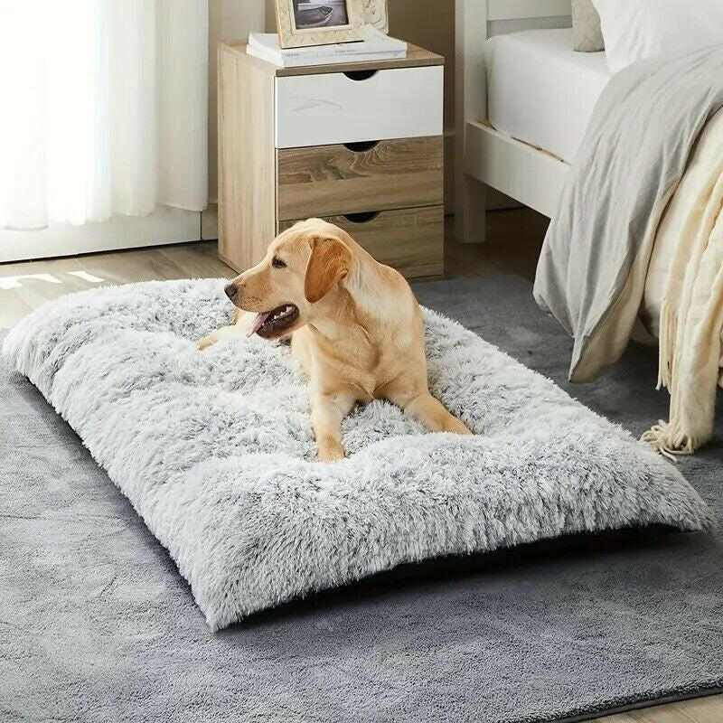 Washable Cozy Plush Dog Bed Mat for Large Dogs, Offering Calming Comfort and Warmth