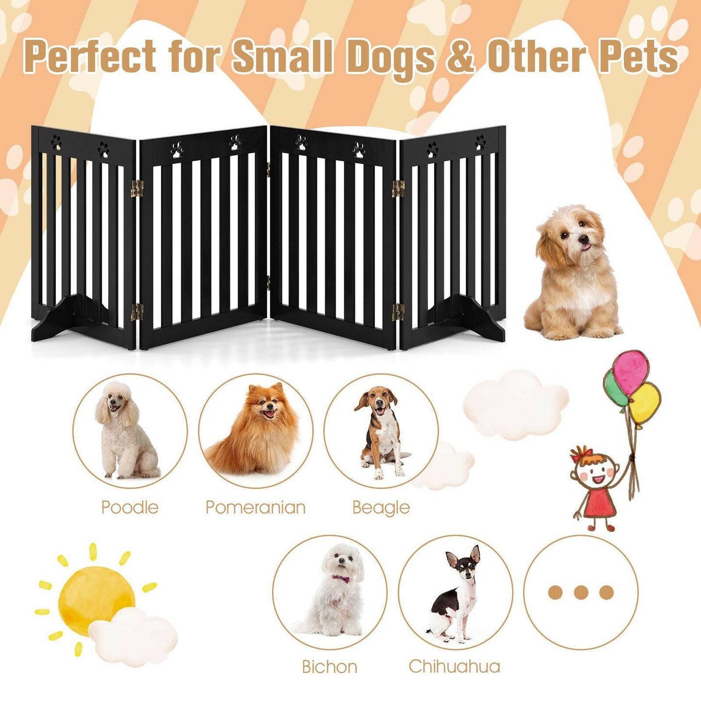 Collapsible 4-Panel Dog Barrier