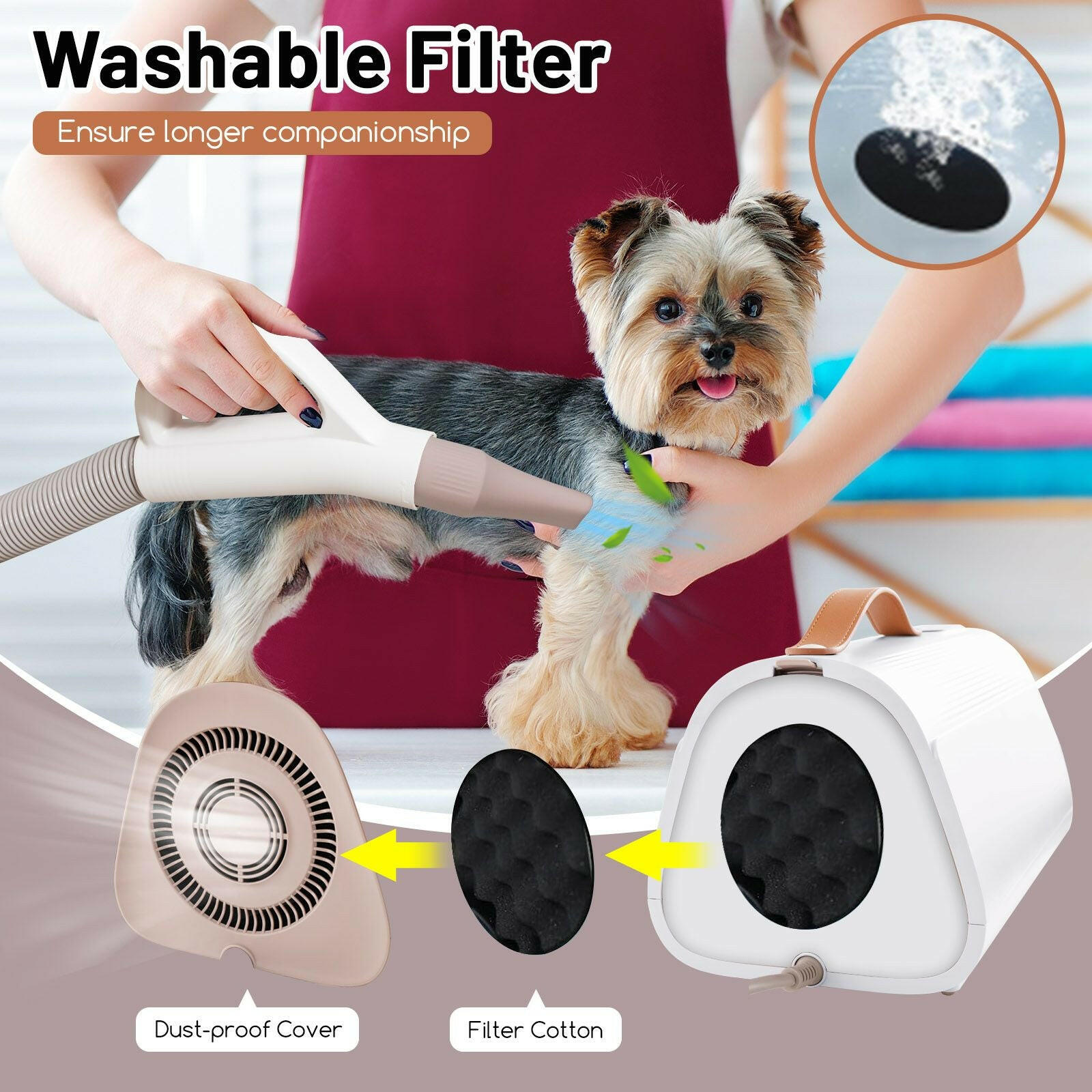 Professional Dog Hair Dryer with Negative Ion Technology: Fast Drying and Anti-Static for Pet Grooming