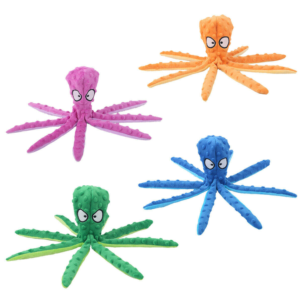 Octopus Puppy Dog Chew Toy: Soft Plush Squeaky Fun Play Sound