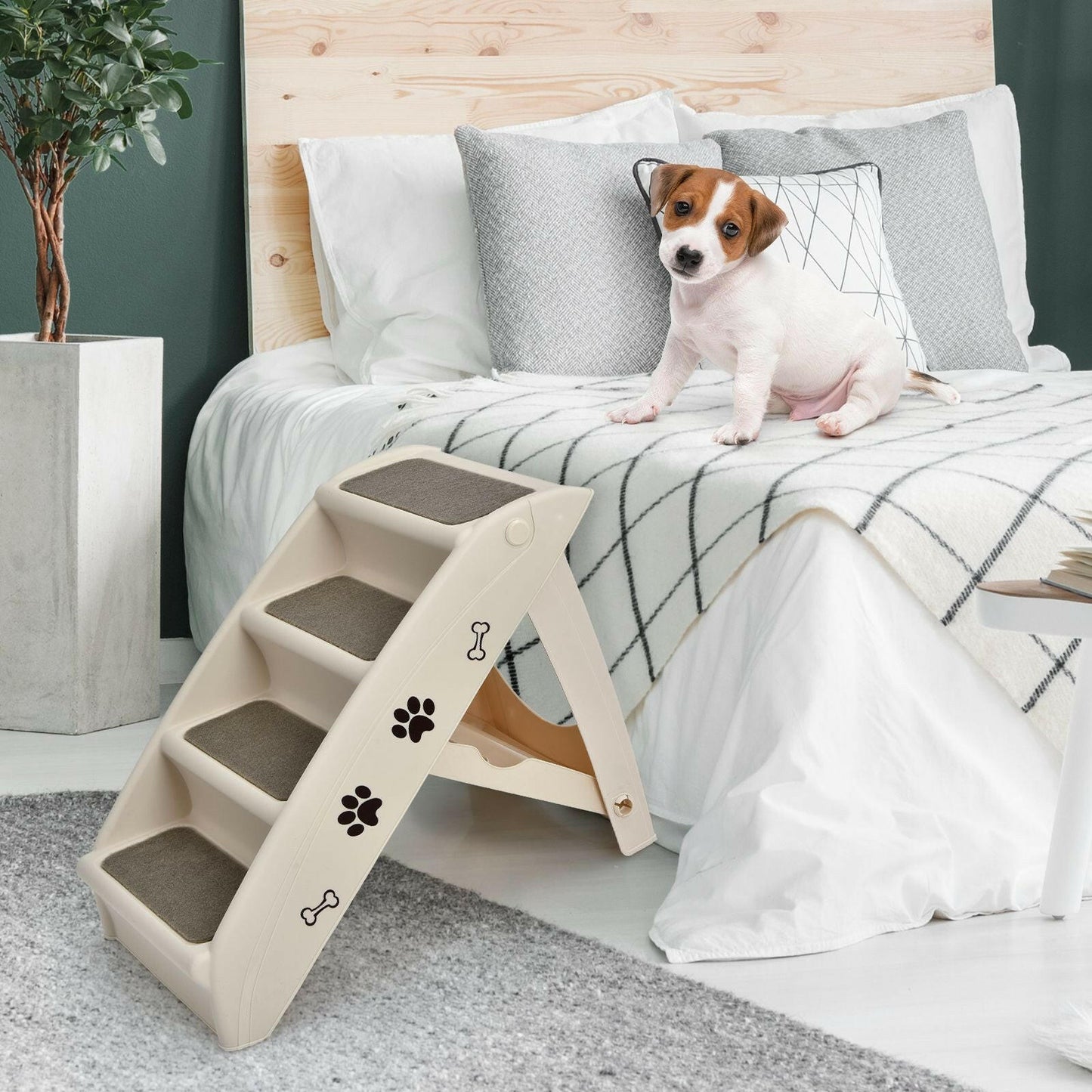 Dog Stairs with Secure 4-Step Design and Non-Slip Surface for Safe and Easy Access