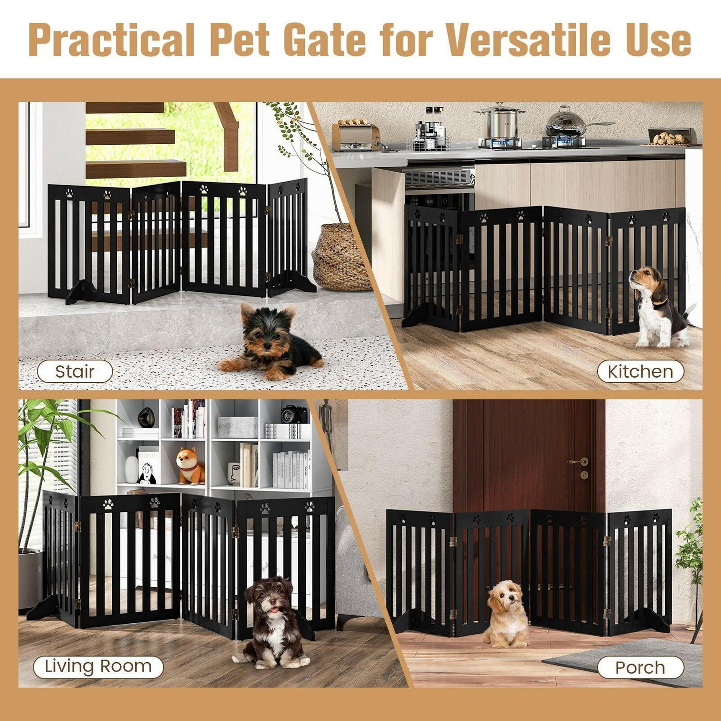 Collapsible 4-Panel Dog Barrier