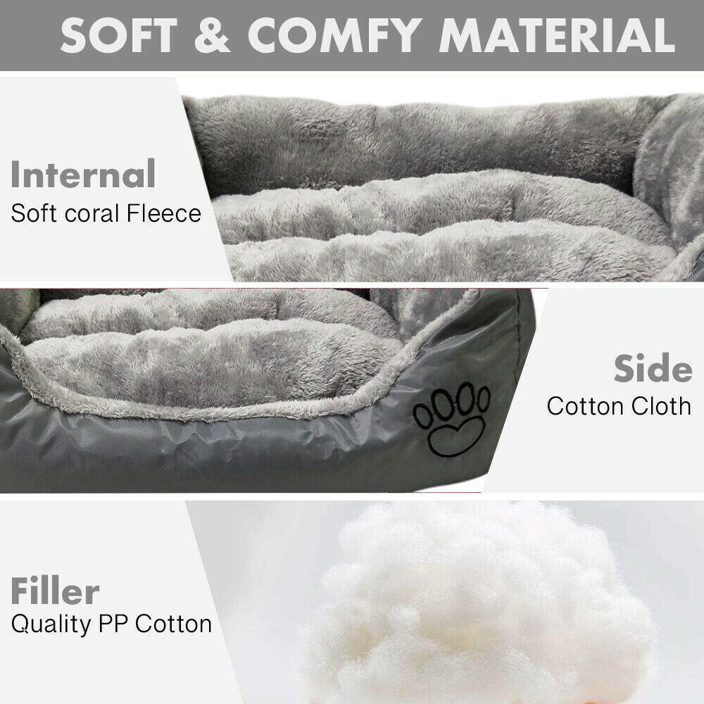 Washable Pet Bed with Soft Comfortable Cushion in Various Sizes (S, M, L, XL)