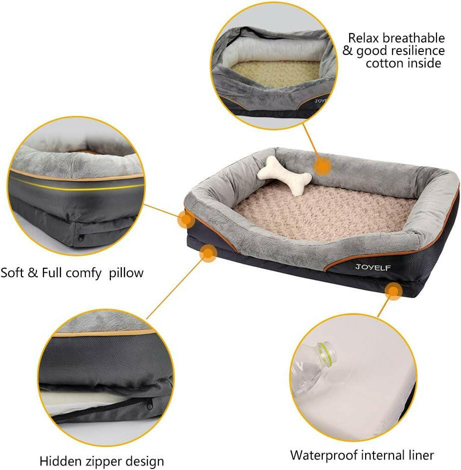JOYELF Small Orthopedic Dog Bed with Memory Foam and Removable Cover